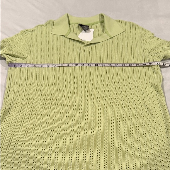 H&M Polo Shirt Light Green Cotton Blend Crochet Style Men’s Size M - Picture 5 of 9